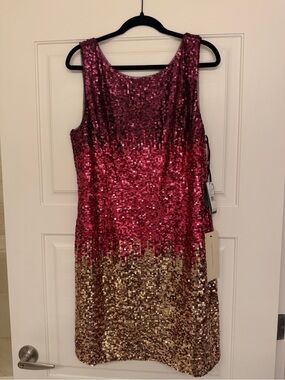Adrianna Papell Pink-to-Gold Sequin Shift Dress